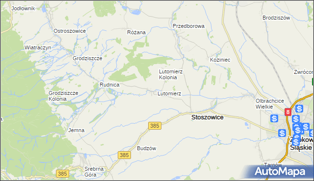 mapa Lutomierz, Lutomierz na mapie Targeo
