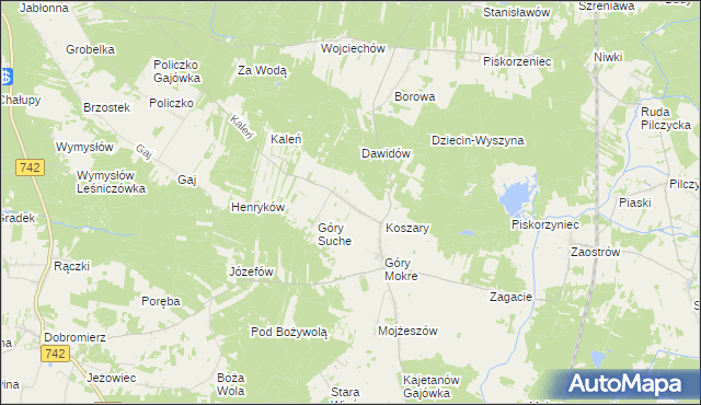 mapa Majdan gmina Przedbórz, Majdan gmina Przedbórz na mapie Targeo