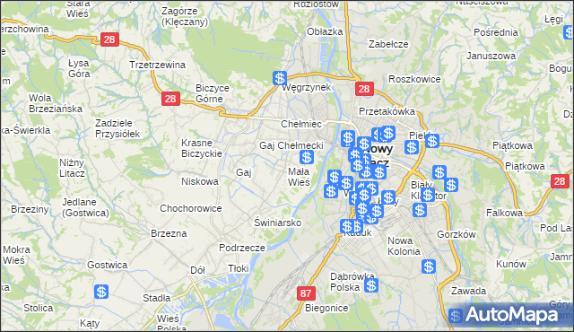 mapa Mała Wieś gmina Chełmiec, Mała Wieś gmina Chełmiec na mapie Targeo