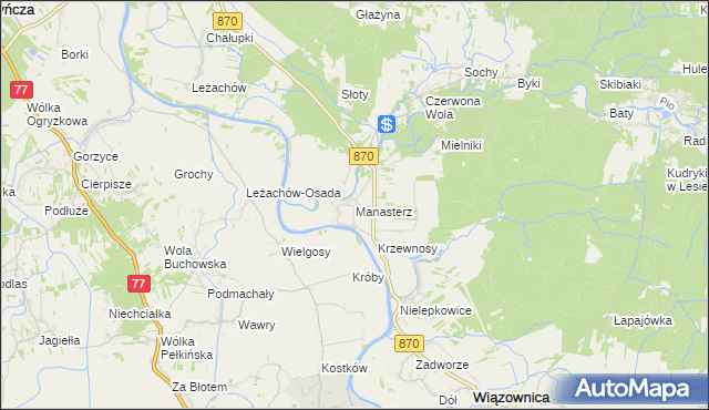 mapa Manasterz gmina Wiązownica, Manasterz gmina Wiązownica na mapie Targeo