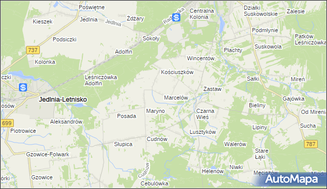 mapa Marcelów gmina Pionki, Marcelów gmina Pionki na mapie Targeo