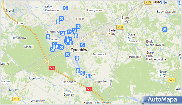 mapa Mariampol gmina Jaktorów, Mariampol gmina Jaktorów na mapie Targeo