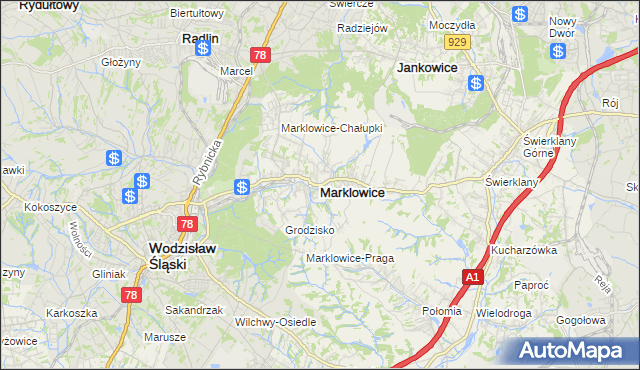 mapa Marklowice, Marklowice na mapie Targeo