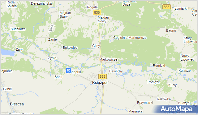 mapa Markowicze, Markowicze na mapie Targeo