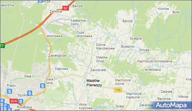 mapa Masłów Drugi, Masłów Drugi na mapie Targeo