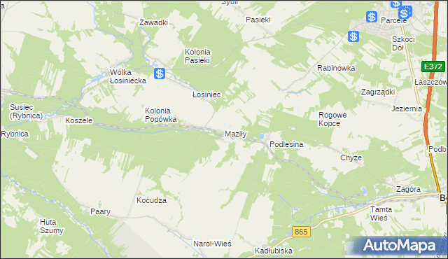 mapa Maziły, Maziły na mapie Targeo