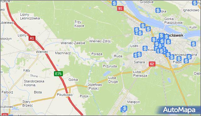 mapa Mazury gmina Brześć Kujawski, Mazury gmina Brześć Kujawski na mapie Targeo