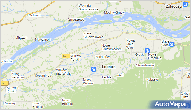 mapa Michałów gmina Leoncin, Michałów gmina Leoncin na mapie Targeo