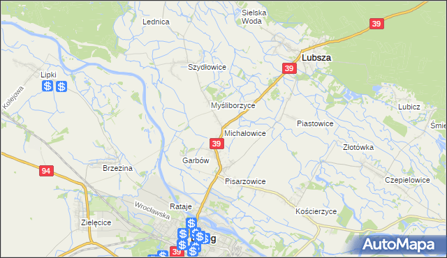 mapa Michałowice gmina Lubsza, Michałowice gmina Lubsza na mapie Targeo