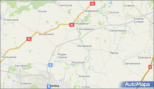 mapa Michałowice gmina Sobótka, Michałowice gmina Sobótka na mapie Targeo