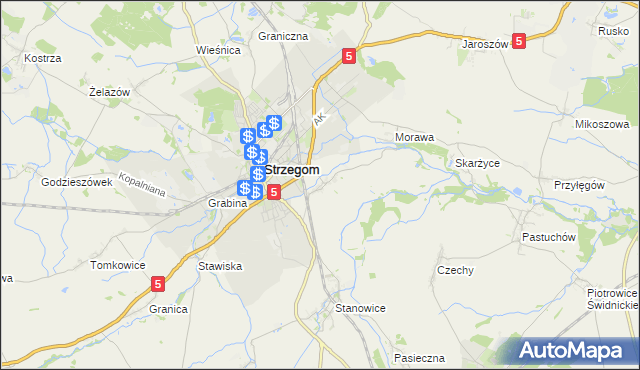 mapa Międzyrzecze gmina Strzegom, Międzyrzecze gmina Strzegom na mapie Targeo