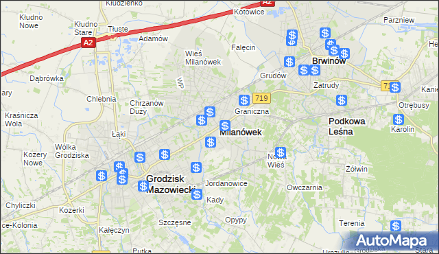 mapa Milanówek, Milanówek na mapie Targeo