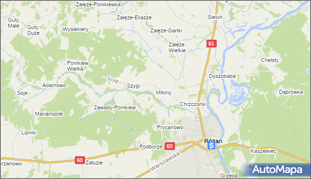 mapa Miłony, Miłony na mapie Targeo