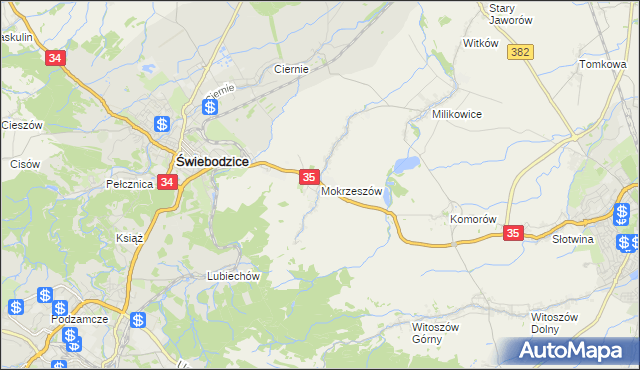 mapa Mokrzeszów, Mokrzeszów na mapie Targeo