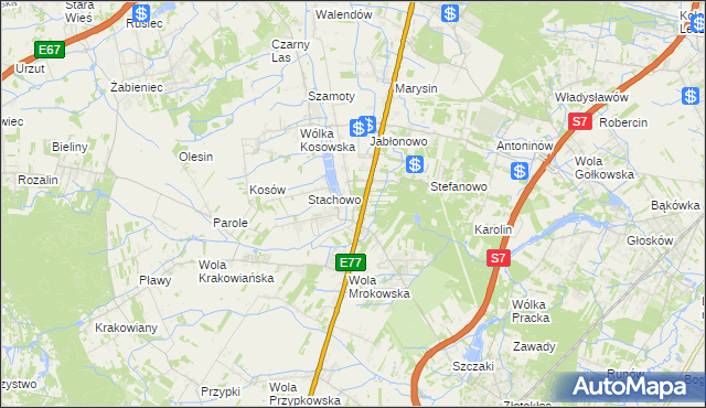 mapa Mroków gmina Lesznowola, Mroków gmina Lesznowola na mapie Targeo