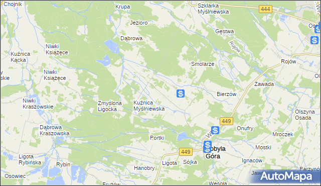 mapa Myślniew, Myślniew na mapie Targeo