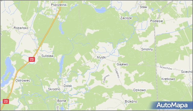 mapa Mystki gmina Lubiszyn, Mystki gmina Lubiszyn na mapie Targeo