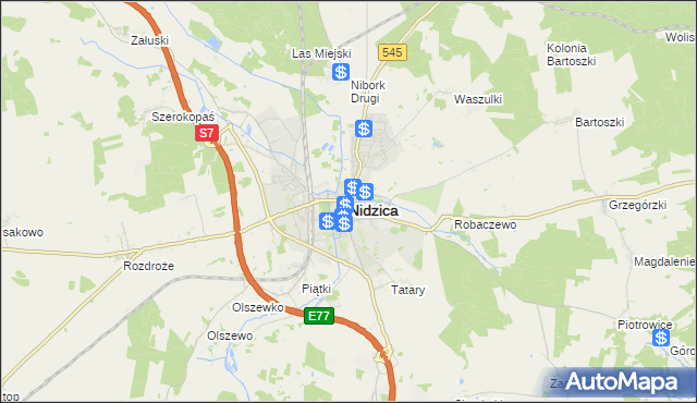 mapa Nidzica, Nidzica na mapie Targeo