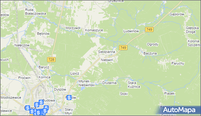 mapa Nieświń, Nieświń na mapie Targeo