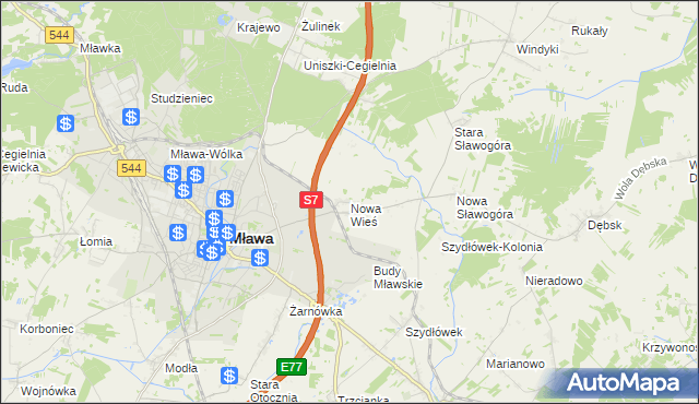 mapa Nowa Wieś gmina Szydłowo, Nowa Wieś gmina Szydłowo na mapie Targeo