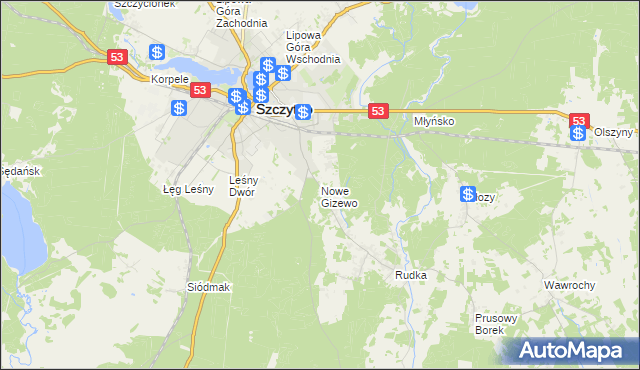 mapa Nowe Gizewo, Nowe Gizewo na mapie Targeo