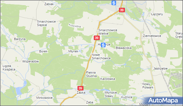 mapa Nowe Smarchowice, Nowe Smarchowice na mapie Targeo