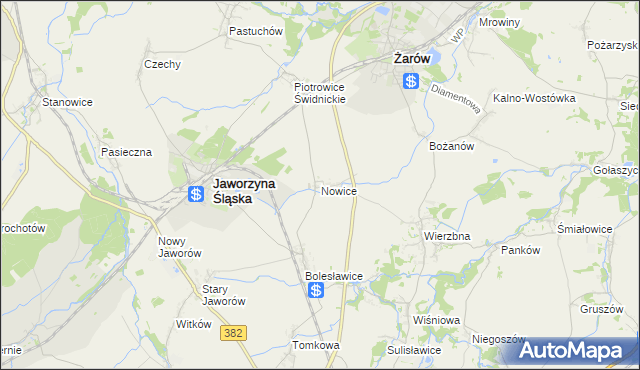 mapa Nowice gmina Jaworzyna Śląska, Nowice gmina Jaworzyna Śląska na mapie Targeo