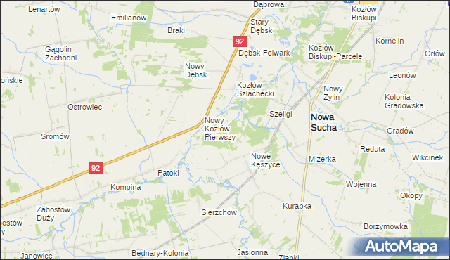 mapa Nowy Kozłów Drugi, Nowy Kozłów Drugi na mapie Targeo