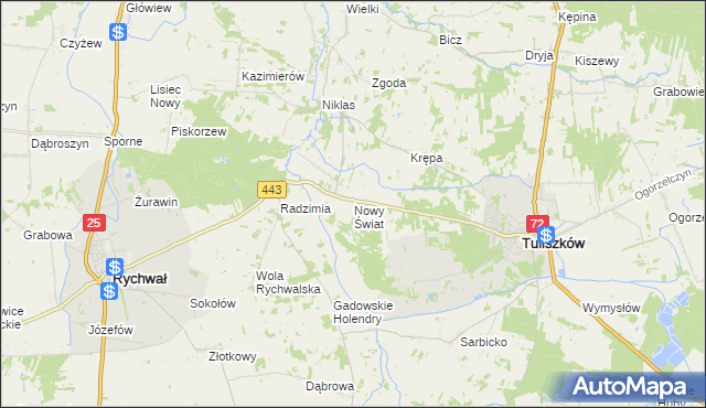 mapa Nowy Świat gmina Tuliszków, Nowy Świat gmina Tuliszków na mapie Targeo