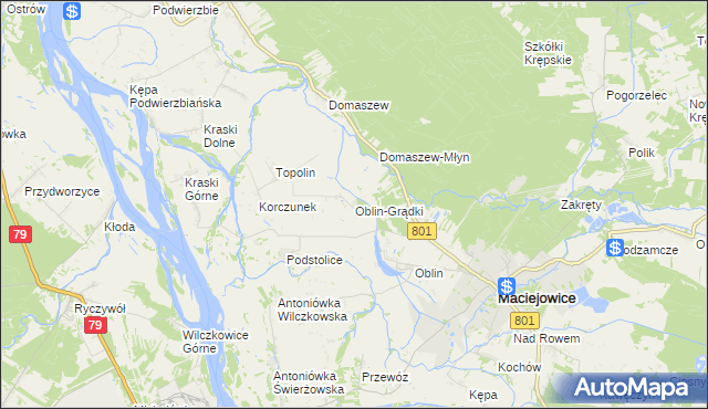 mapa Oblin-Grądki, Oblin-Grądki na mapie Targeo