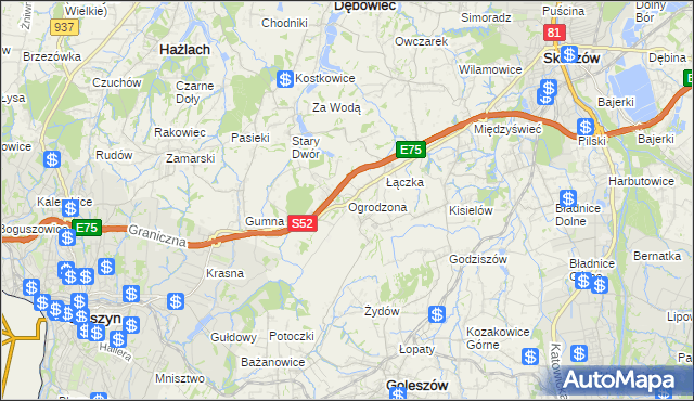 mapa Ogrodzona gmina Dębowiec, Ogrodzona gmina Dębowiec na mapie Targeo