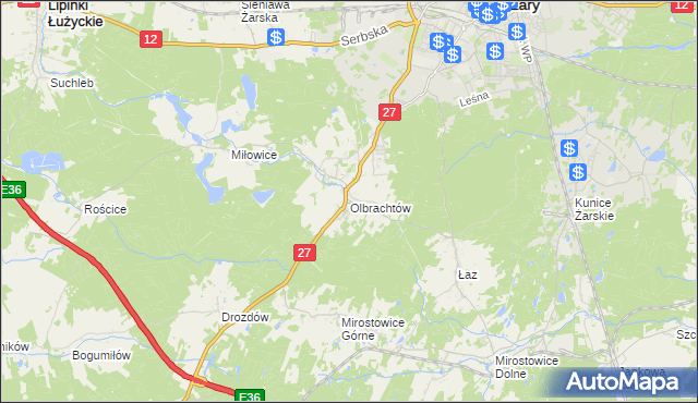 mapa Olbrachtów, Olbrachtów na mapie Targeo