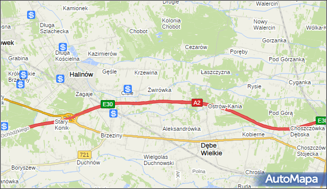 mapa Olesin gmina Dębe Wielkie, Olesin gmina Dębe Wielkie na mapie Targeo