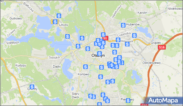 mapa Olsztyna, Olsztyn na mapie Targeo