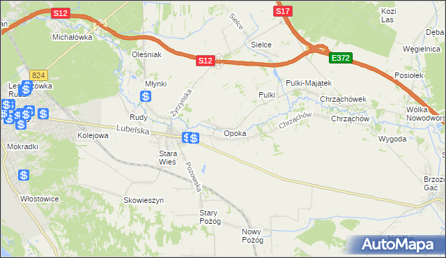 mapa Opoka gmina Końskowola, Opoka gmina Końskowola na mapie Targeo