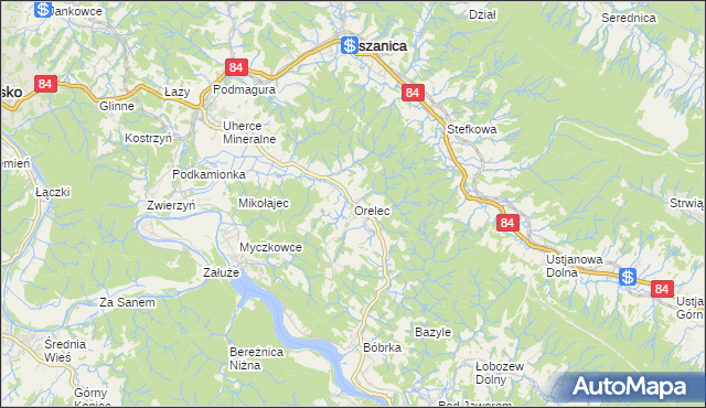 mapa Orelec, Orelec na mapie Targeo