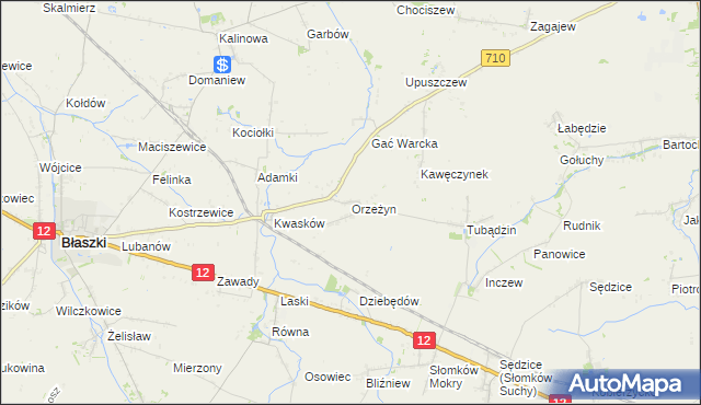 mapa Orzeżyn, Orzeżyn na mapie Targeo