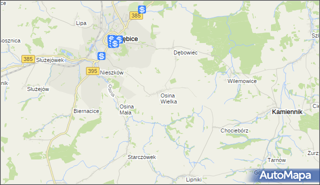 mapa Osina Wielka, Osina Wielka na mapie Targeo
