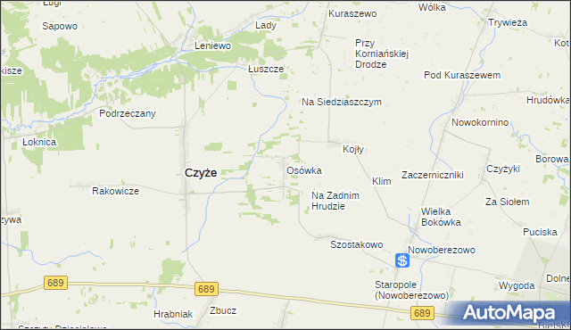 mapa Osówka gmina Czyże, Osówka gmina Czyże na mapie Targeo