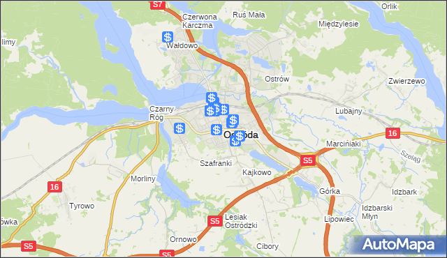 mapa Ostróda, Ostróda na mapie Targeo