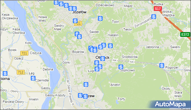 mapa Otwock, Otwock na mapie Targeo