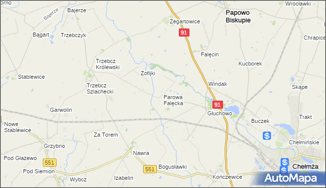 mapa Parowa Falęcka, Parowa Falęcka na mapie Targeo