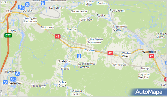 mapa Parszów, Parszów na mapie Targeo