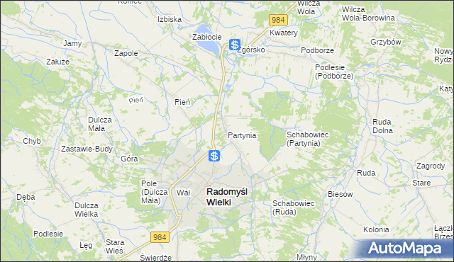 mapa Partynia, Partynia na mapie Targeo