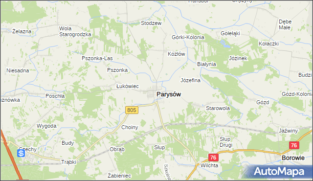 mapa Parysów, Parysów na mapie Targeo