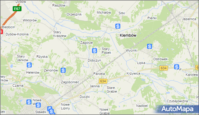 mapa Pasek gmina Klembów, Pasek gmina Klembów na mapie Targeo