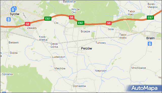 mapa Perzów, Perzów na mapie Targeo