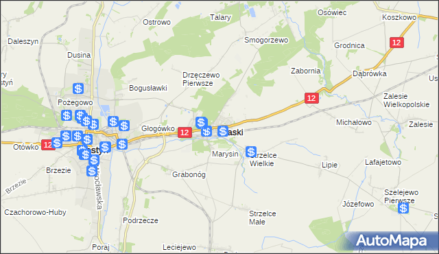 mapa Piaski powiat gostyński, Piaski powiat gostyński na mapie Targeo