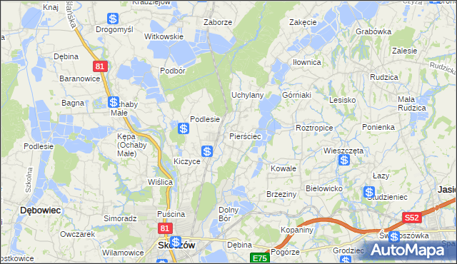 mapa Pierściec, Pierściec na mapie Targeo