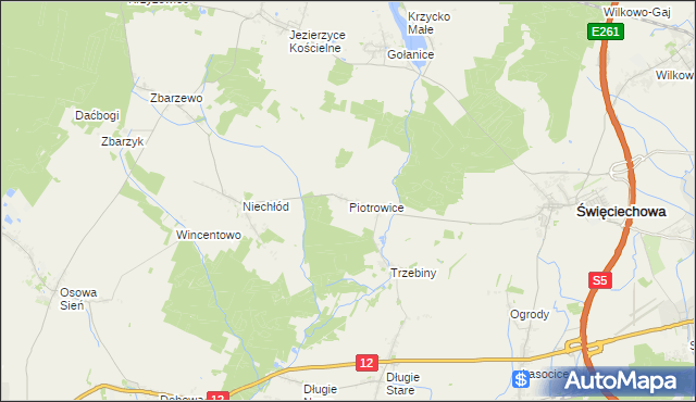 mapa Piotrowice gmina Święciechowa, Piotrowice gmina Święciechowa na mapie Targeo